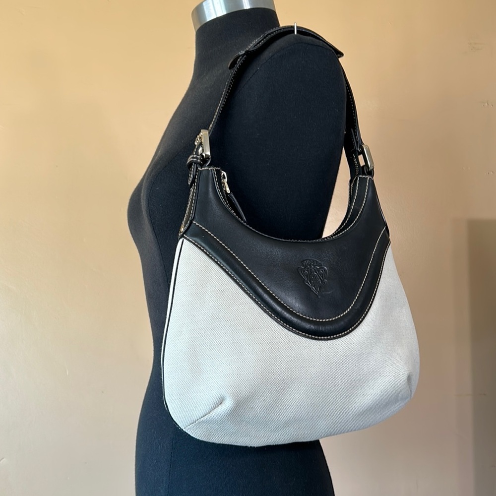 Gucci Crest Leather & Canvas Hobo Bag AUTHENTIC